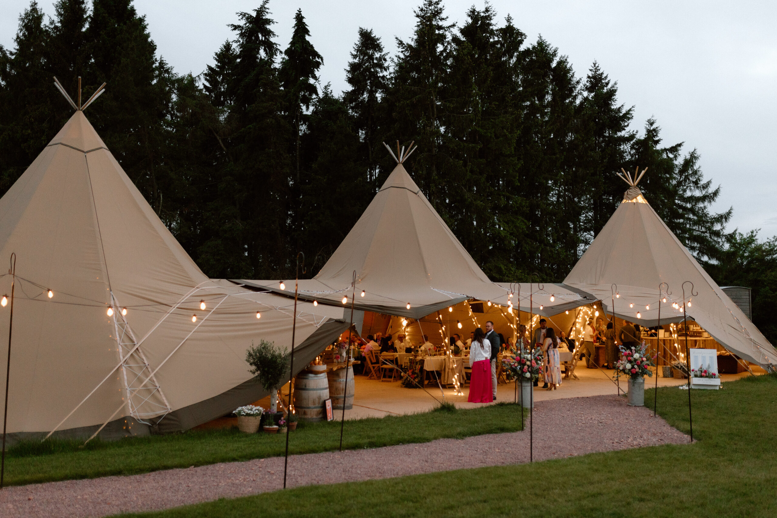 tipis at night